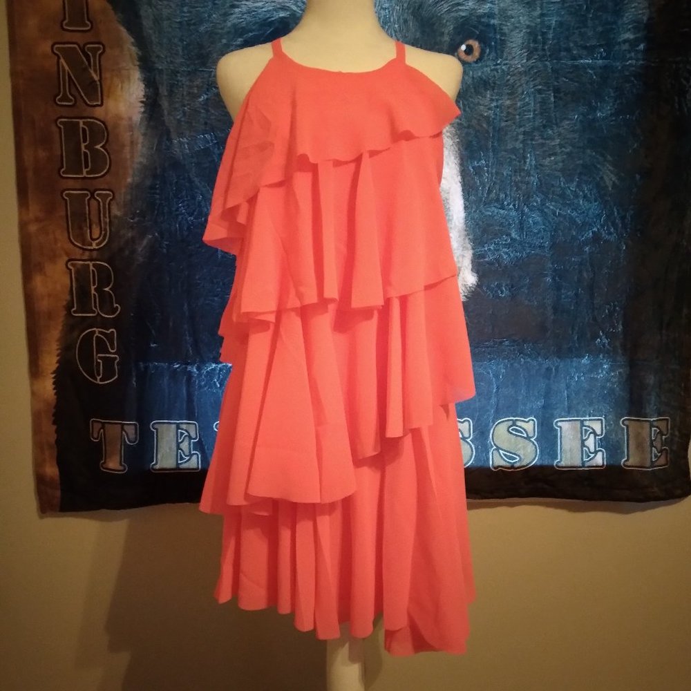 Ark & Co. Women's Layered Dress - Small - Neon Coral